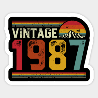 Vintage 1987 Birthday Gift Retro Style Sticker